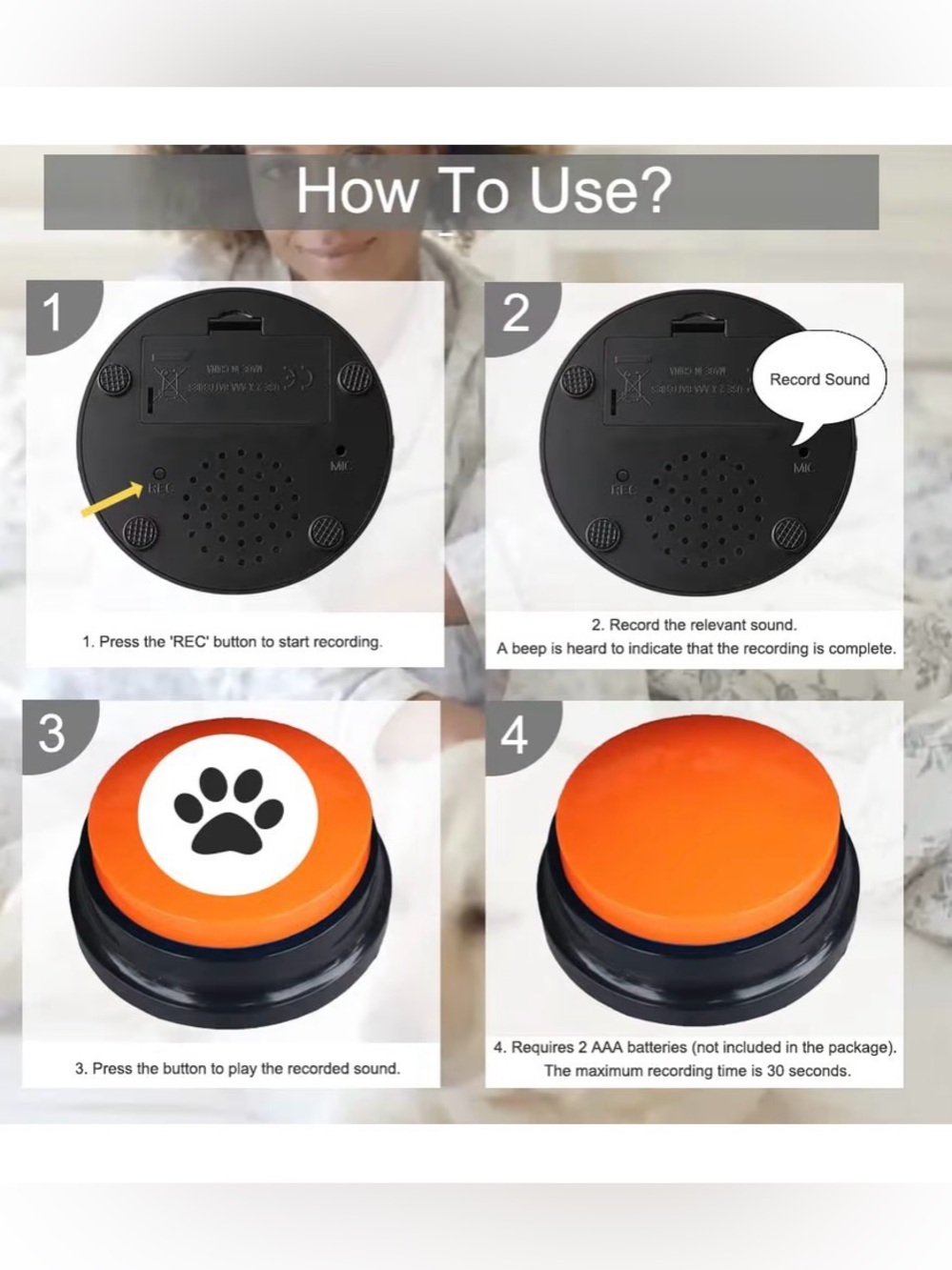 Voice Recording Button ~ record up to 30 seconds New - Picture 3 of 6